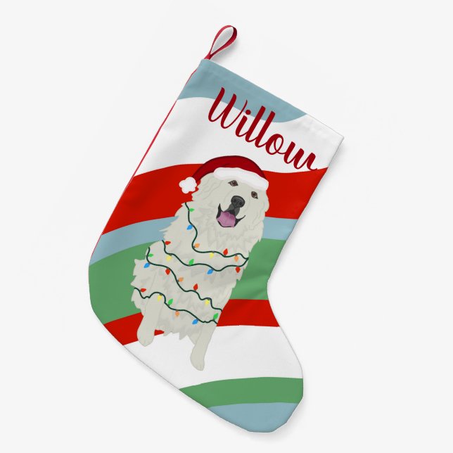 Personalised Christmas Great Pyrenees Small Christmas Stocking (Front (Hanging))