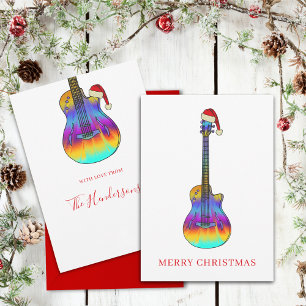 Personalised Christmas Guitar cool Psychedelic Holiday Card