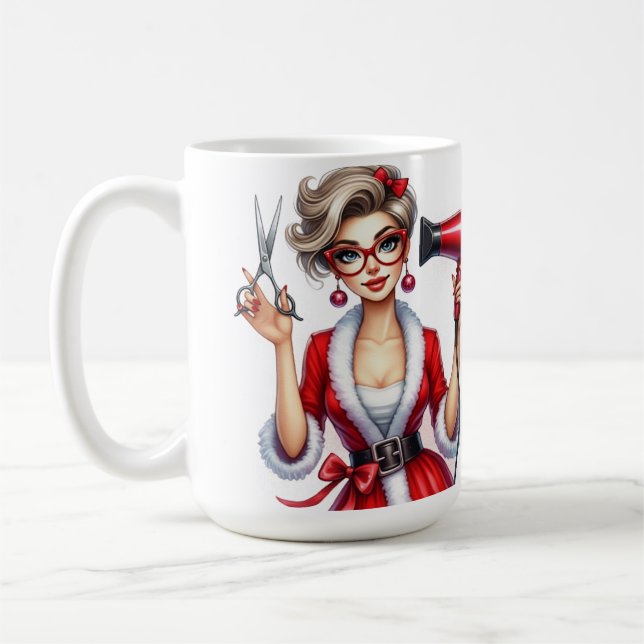 Personalised Christmas Hair Stylist Coffee Mug (Left)