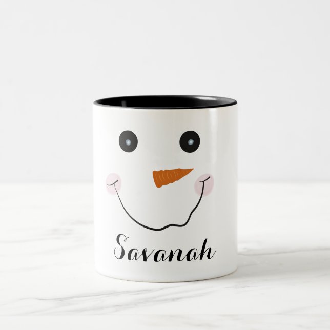 Personalised Christmas Happy Snowman Mug (Center)