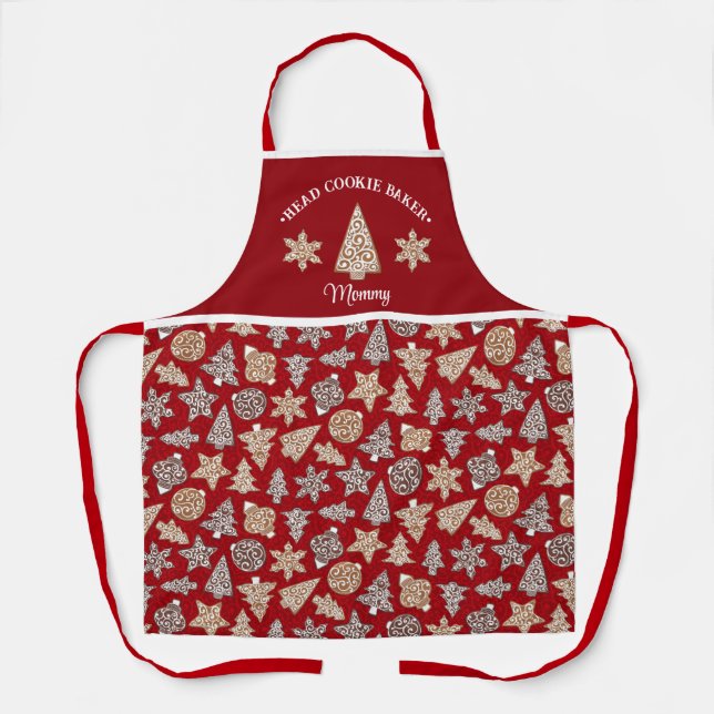 Personalised Christmas Head Cookie Baker Custom Apron (Front)