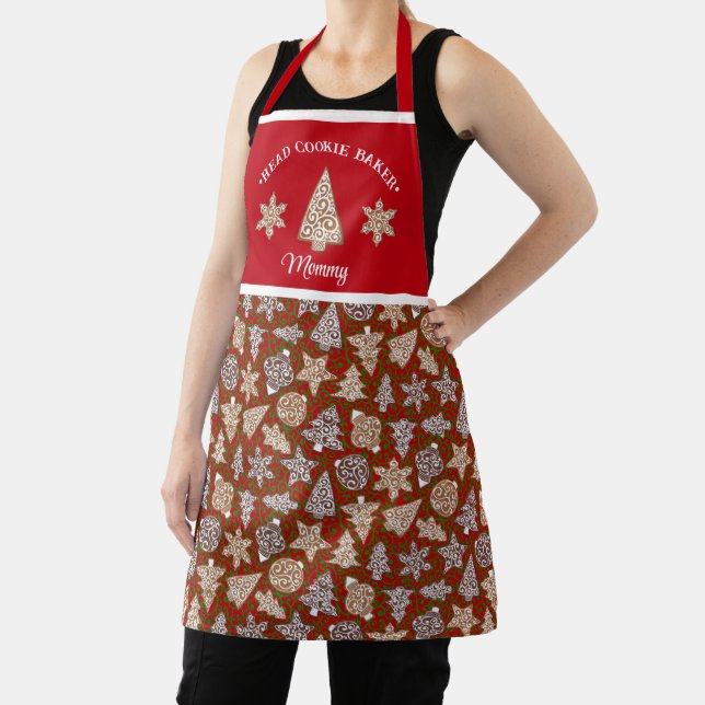 Personalised Christmas Head Cookie Baker Custom Apron (Insitu)