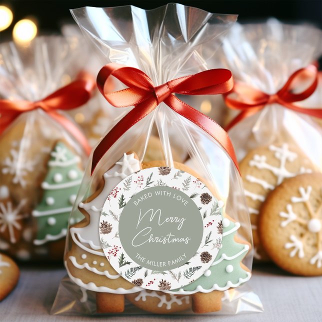 Personalised Christmas Holiday Cookie Baking  Classic Round Sticker (Creator Uploaded)
