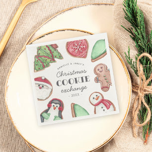 Personalised Christmas Holiday Cookie Swap Party Napkin