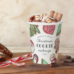 Personalised Christmas Holiday Cookie Swap Party Paper Cups
