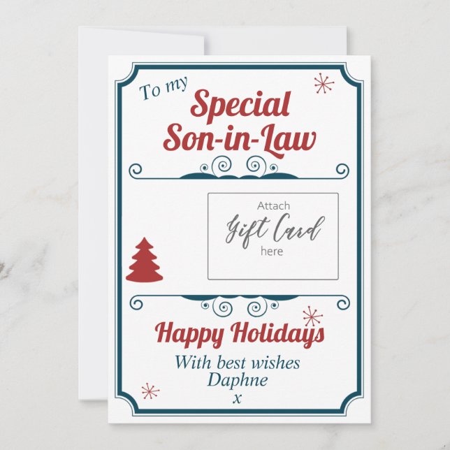 Personalised Christmas Holiday Gift Card Holder (Front)