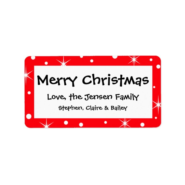 Personalised Christmas Holiday Gift Tag Stickers (Front)