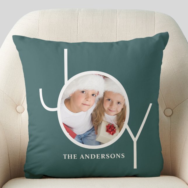Personalised Christmas Holiday Green Photo Cushion (Creator Uploaded)