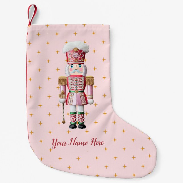 Personalised Christmas Holiday Nutcracker Small Christmas Stocking (Front)