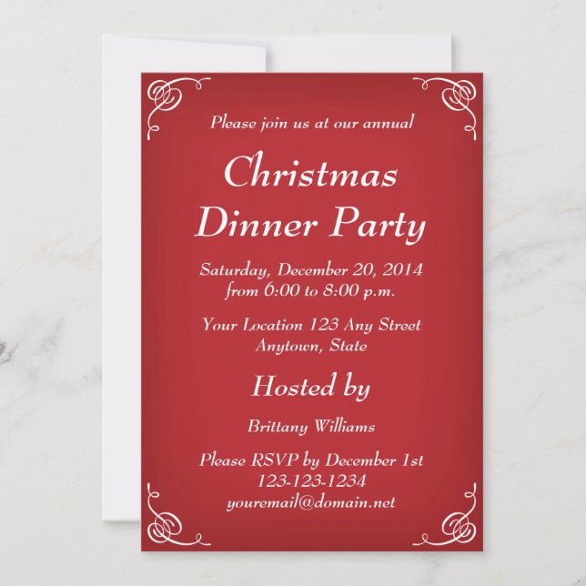 Personalised Christmas Holiday Party Invitations (Front)