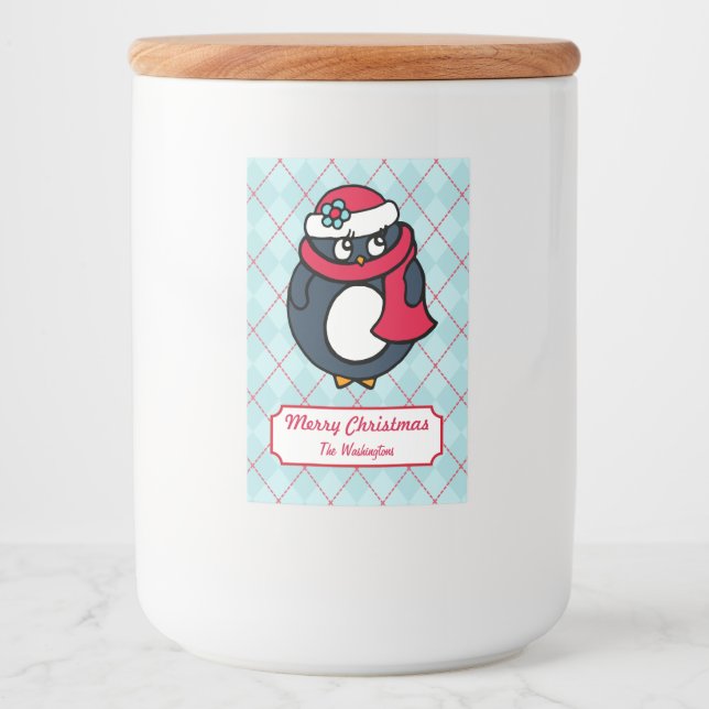 Personalised Christmas Holiday Penguin Labels  (Front)