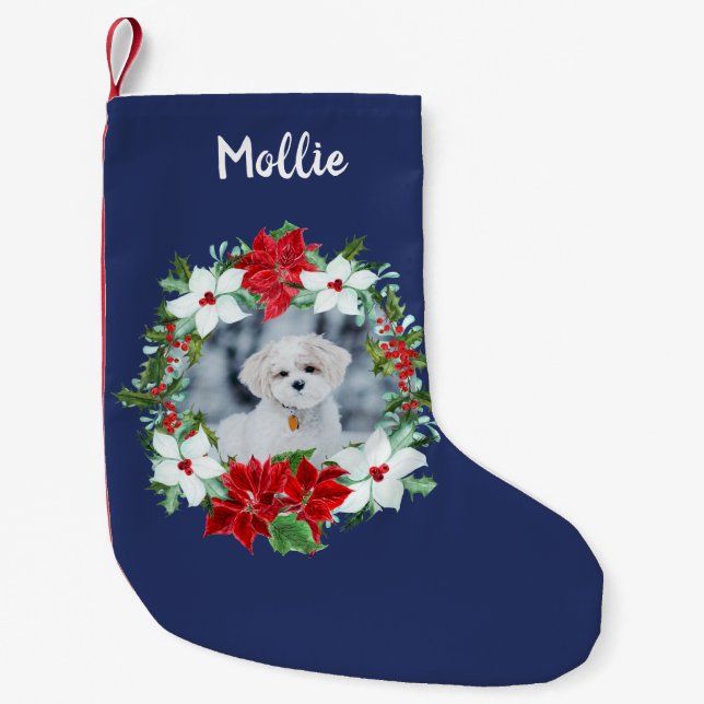 Personalised Christmas | Holiday Pet Photo Small Christmas Stocking (Front)