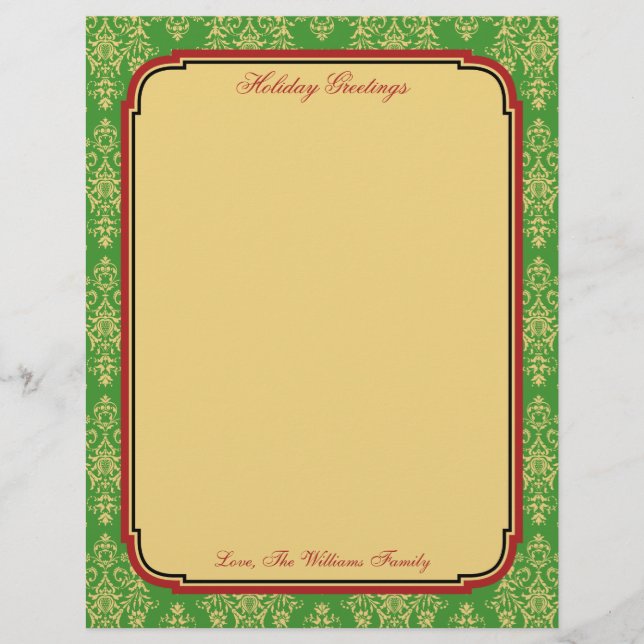 Personalised Christmas Holiday Stationary Paper (Front)