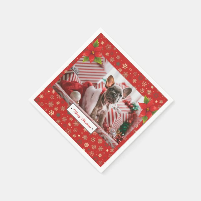 Personalised Christmas Holidays Photo Napkin (Corner)