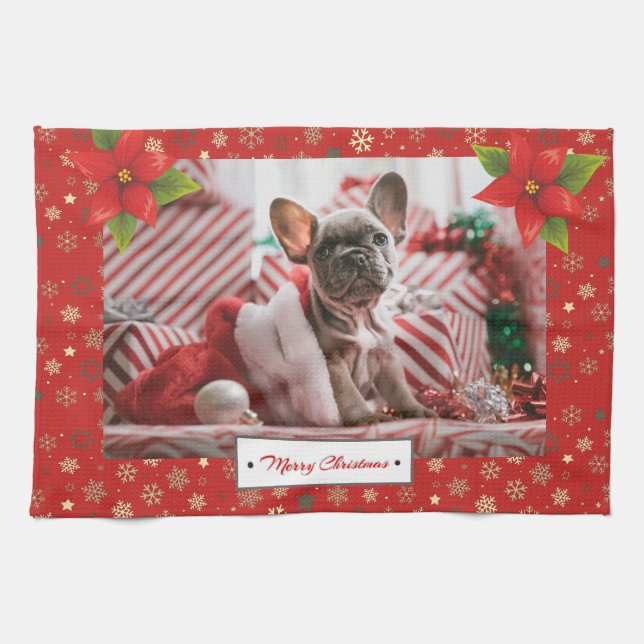 Personalised Christmas Holidays Photo Tea Towel (Horizontal)