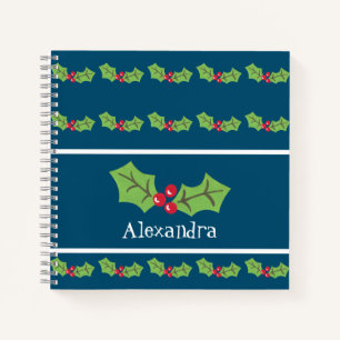 Personalised Christmas Holly & Berries Notebook