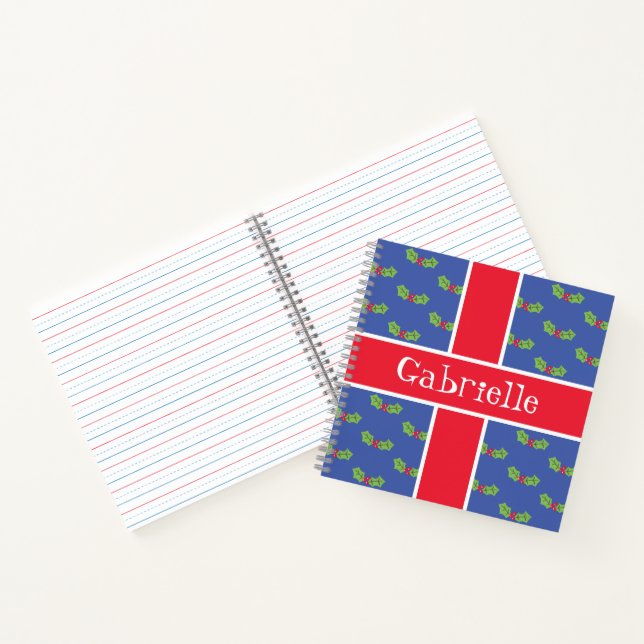 Personalised Christmas Holly & Berries Notebook (Inside)