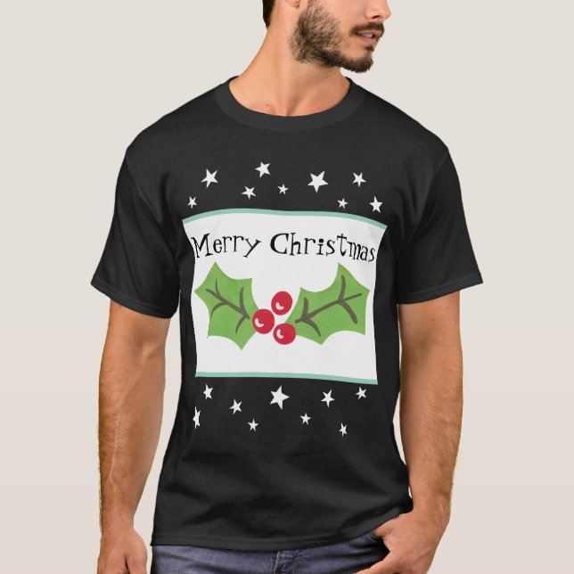 Personalised Christmas Holly & Berries T-Shirt (Front)