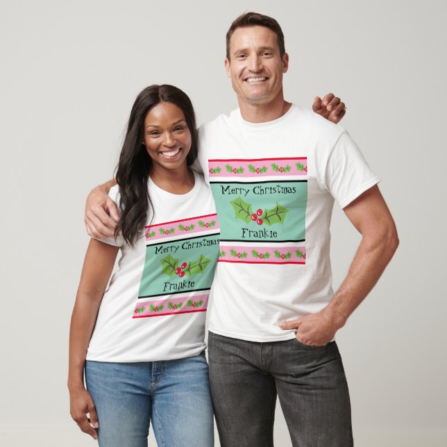 Personalised Christmas Holly & Berries T-Shirt (Unisex)