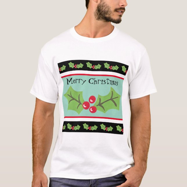 Personalised Christmas Holly & Berries T-Shirt (Front)