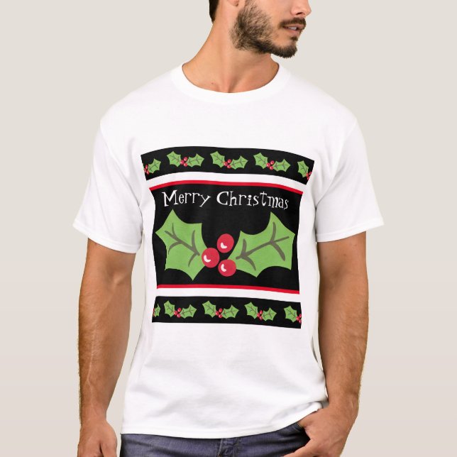 Personalised Christmas Holly & Berries T-Shirt (Front)