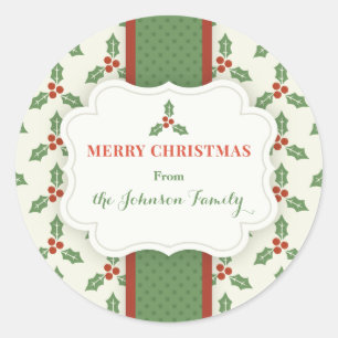 Personalised Christmas Holly Stickers