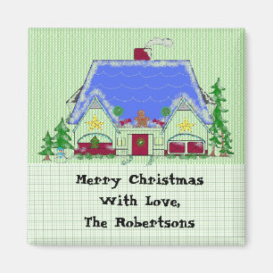 Personalised Christmas House Magnet