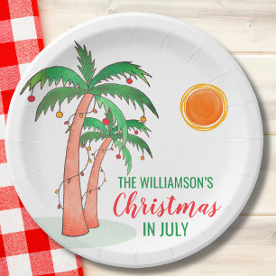 Personalised Christmas in July Party Paper Plate