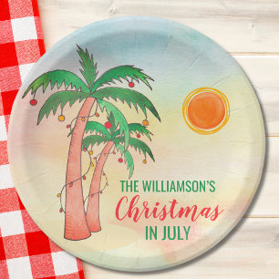 Personalised Christmas in July Party Paper Plate