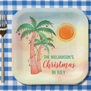 Personalised Christmas in July Party Paper Plates