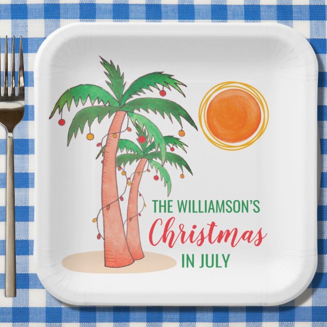 Personalised Christmas in July Party Paper Plates (Creator Uploaded)