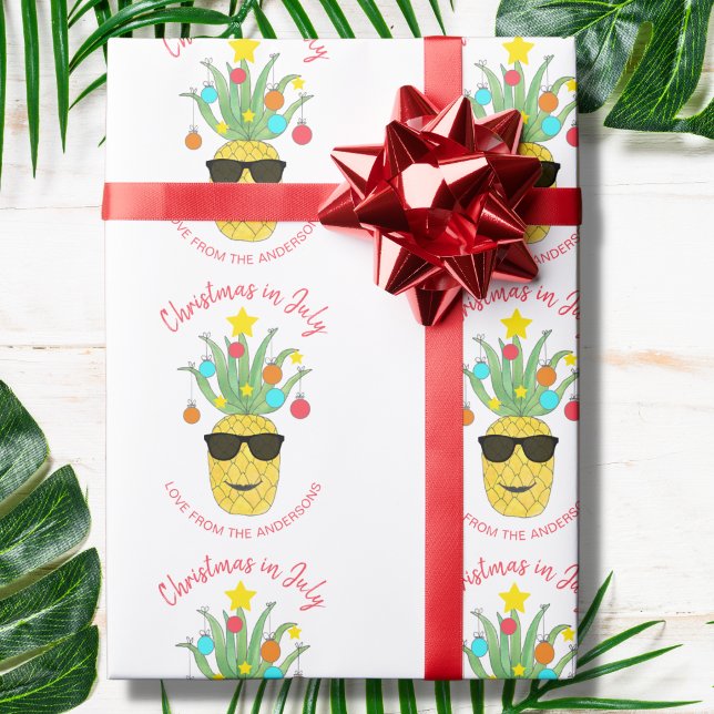 Personalised Christmas In July Pineapple  Wrapping Paper (Creator Uploaded)