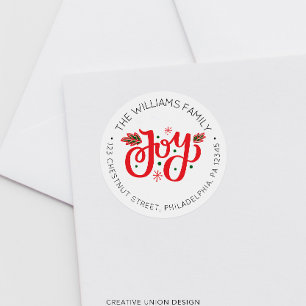Personalised Christmas Joy Return Address Label