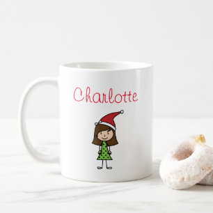 personalised christmas kids girl character coffee  mug