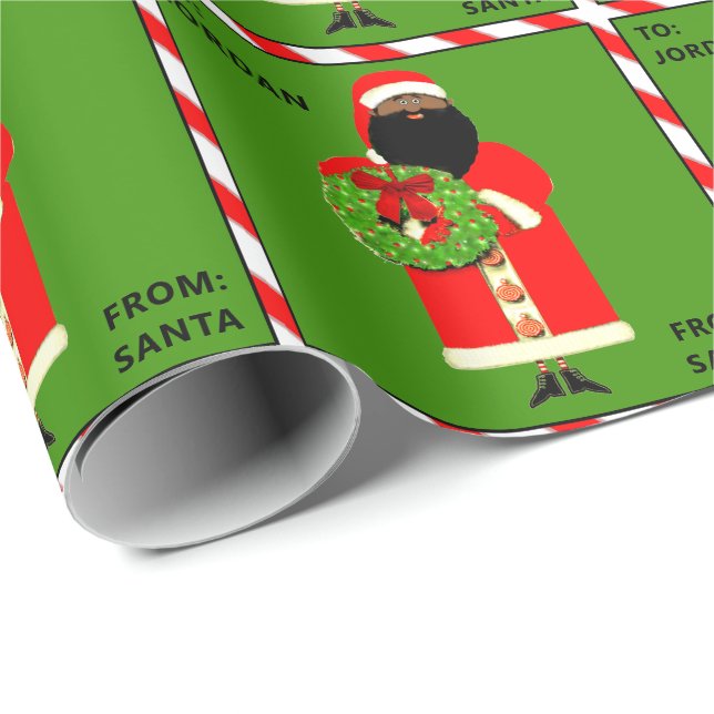 Personalised Christmas Kids Holiday Gift Wrapping Paper (Roll Corner)