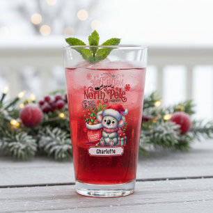 Personalised Christmas Koala Name Gift Glass
