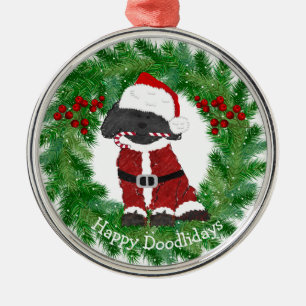 Personalised Christmas Labradoodle Santa Claus Metal Tree Decoration