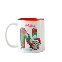 Personalised Christmas Letter N Monogram Santa