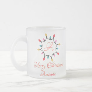 Personalised christmas light- Merry christmas Frosted Glass Coffee Mug