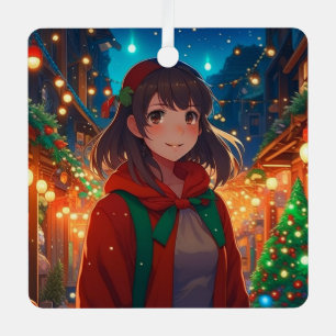 Personalised Christmas Lights Anime Girl Metal Tree Decoration