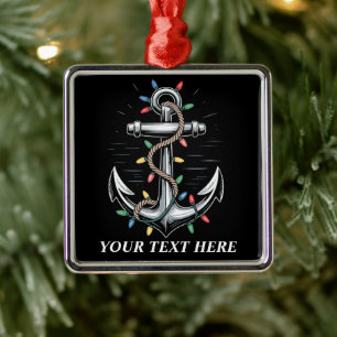 Personalised Christmas Lights Boating Sailing Metal Tree Decoration