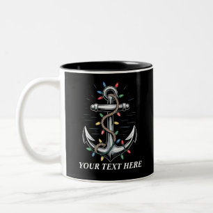 Personalised Christmas Lights Boating Sailing  Two-Tone Coffee Mug