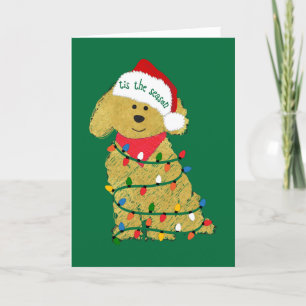 Personalised Christmas Lights Goldendoodle Holiday Card
