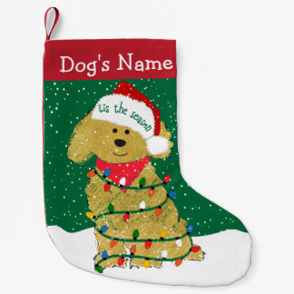 Personalised Christmas Lights Goldendoodle Small Christmas Stocking