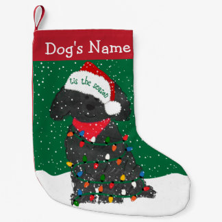 Personalised Christmas Lights Labradoodle Small Christmas Stocking