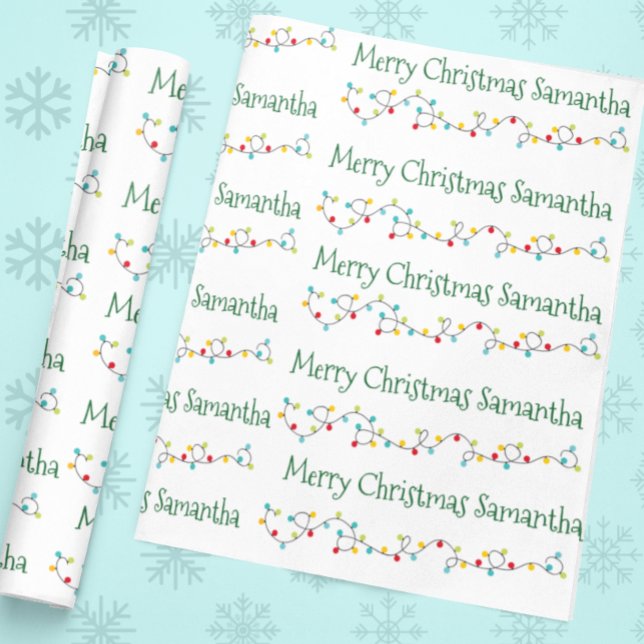 Personalised Christmas Lights Name Custom Wrapping Paper (Creator Uploaded)