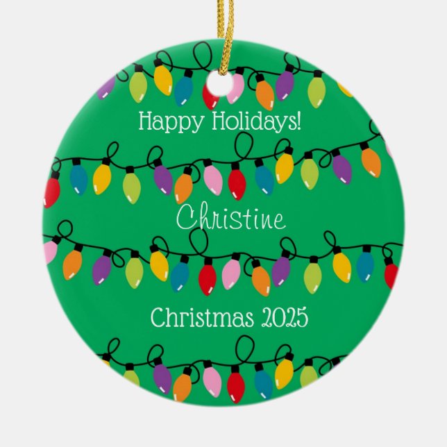 Personalised Christmas Lights Ornament (Front)