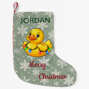 Personalised Christmas Lights Rubber Duck Small Christmas Stocking