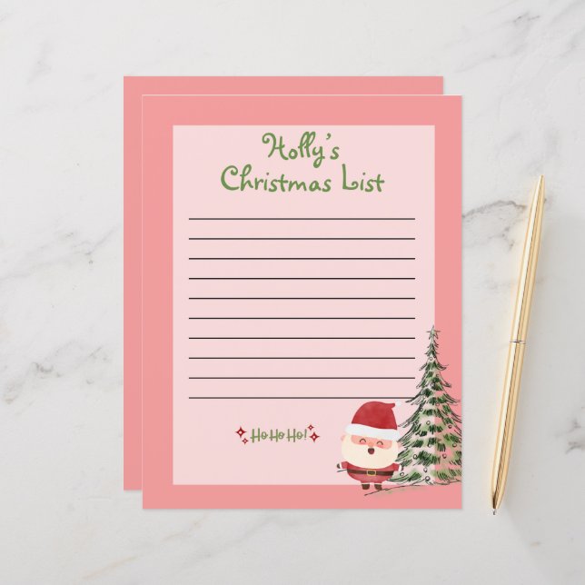 Personalised Christmas List for Santa (Front/Back In Situ)