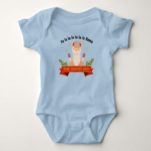 Personalised Christmas Llama Family Matching Baby Bodysuit